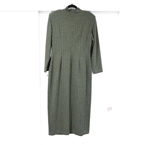 Joseph Ribkoff Size 14 Vintage Forest Green Textured Midi Dress - Picture 3 of 12